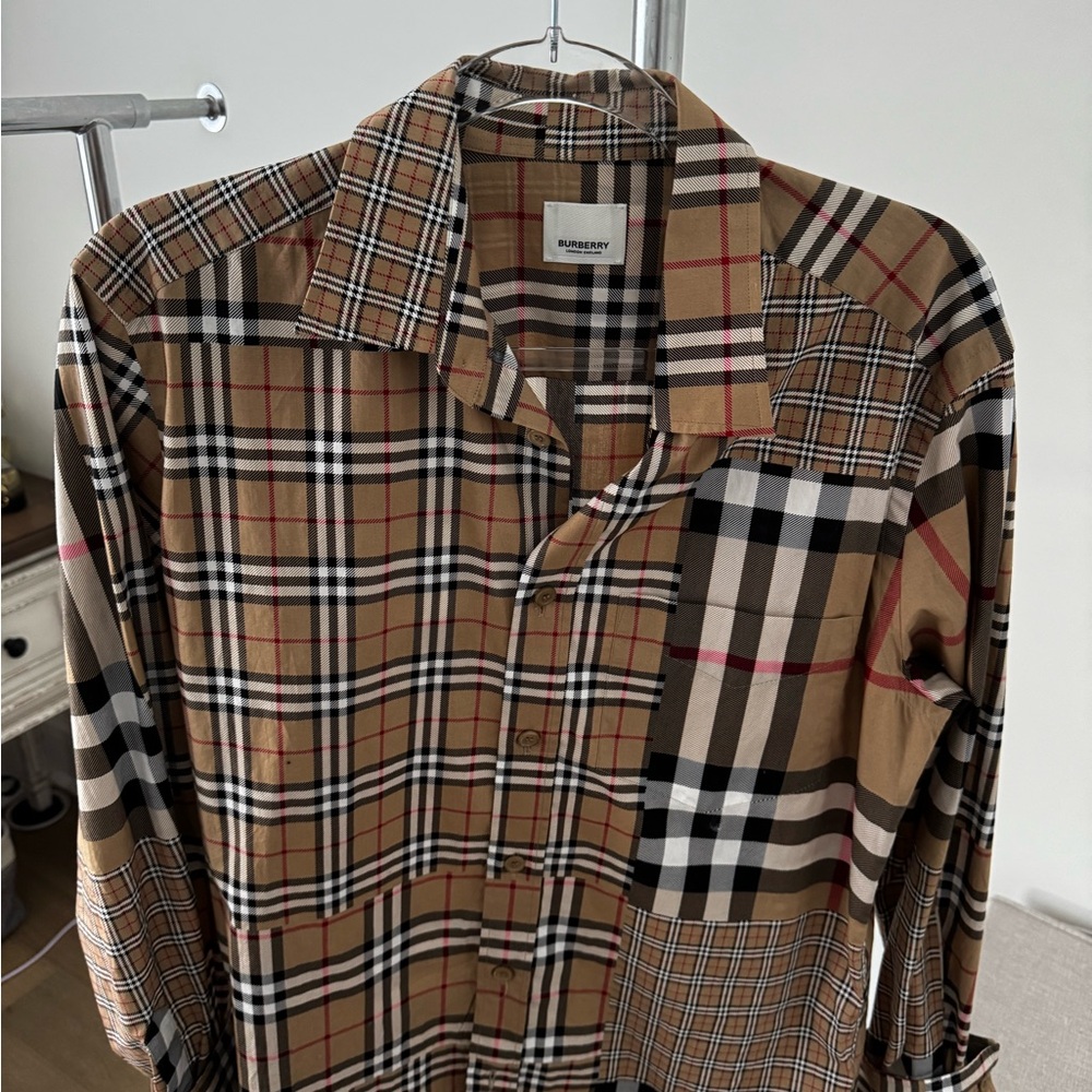 Burberry Men's Plaid Shirt - Brown and Black